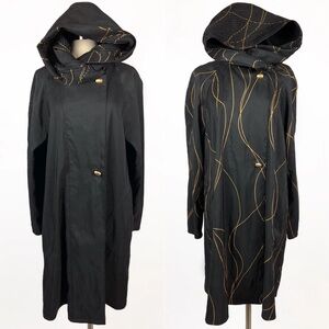 Mycra Pac Donatella Size 00 /XS Reversible Raincoat Graffiti Gold Black Jacket